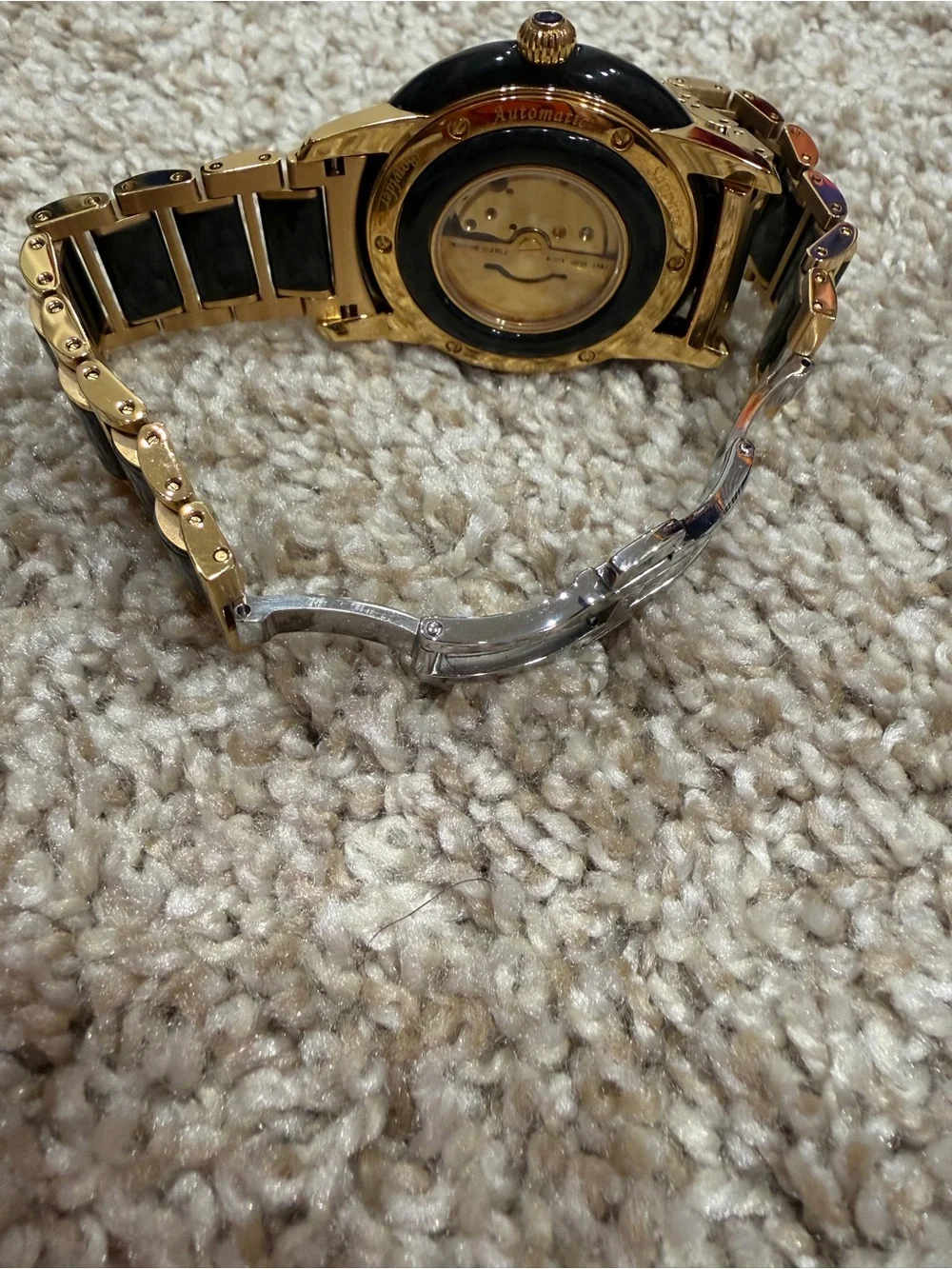 Men's Gold and Black Automatic Dress Watch